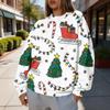 Women's Christmas Print Crewneck Sweatshirt Lightweight Casual Pullover for Holiday