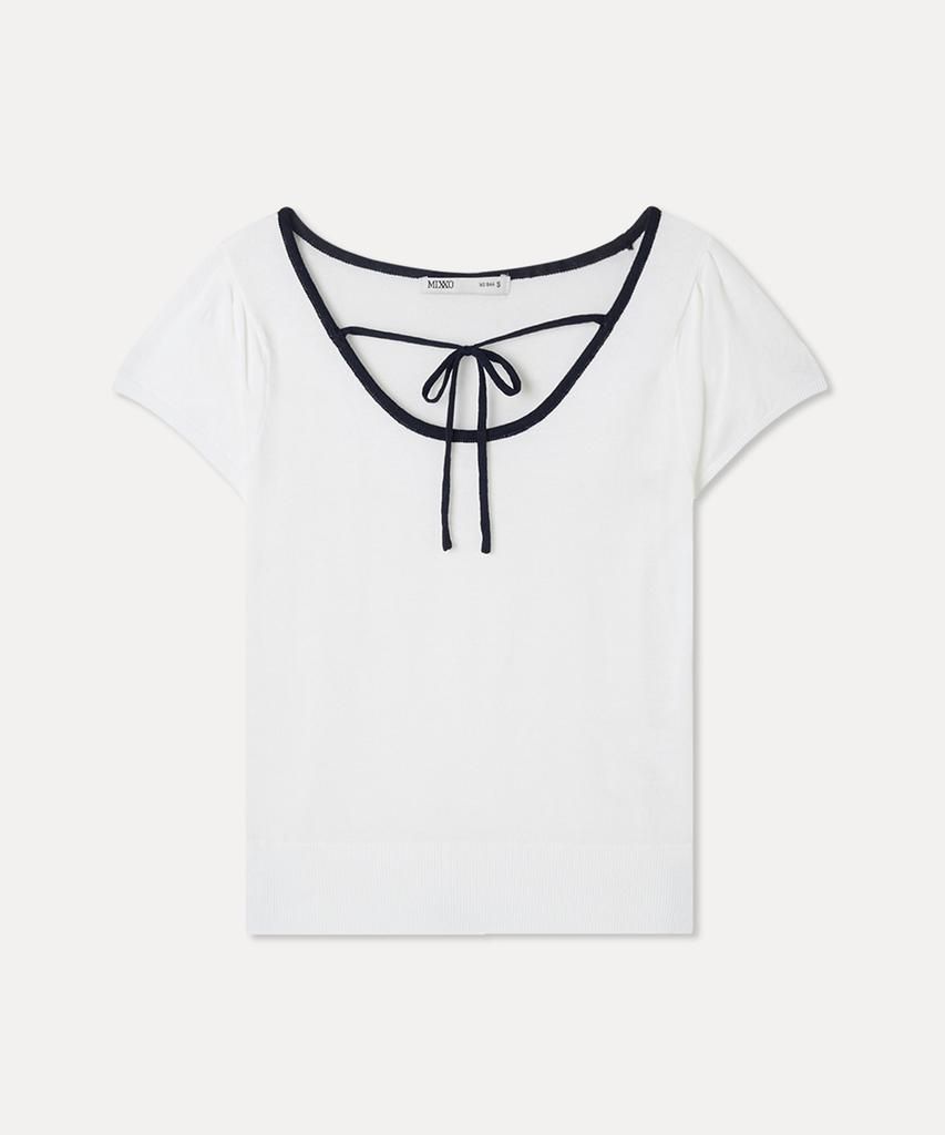 MIXXO Back Ribbon Point Short Sleeve Knit_Miwkag623T
