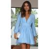 Autumn Hot Dress European and American Women's Clothing V-neck Short Skirt Pleated Skirt JJJ