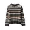 Womens Street Style Knit Sweater With Jacquard Round Neck Long Sleeve Fall 2025