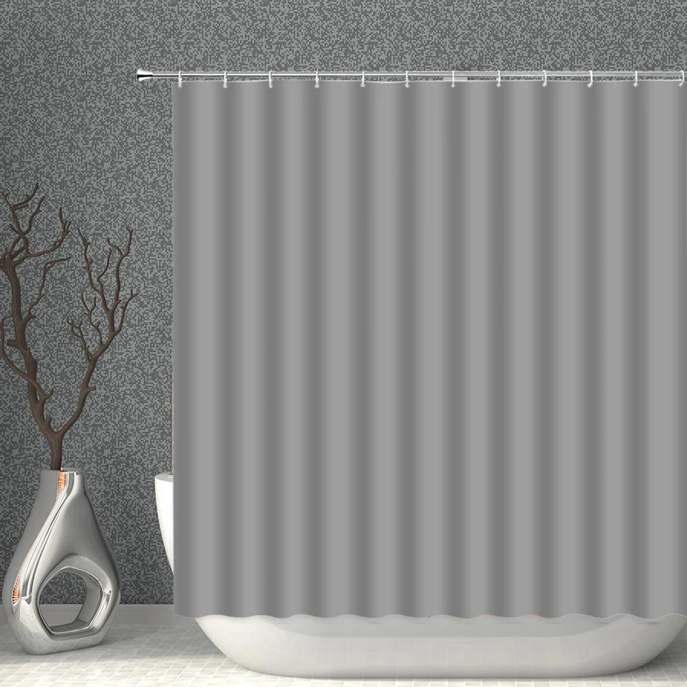 Pure White Grey Polyester Fabric Shower Curtains Black Blue Yellow Gradient Purple Waterproof Bath Curtain For Bathroom Decor