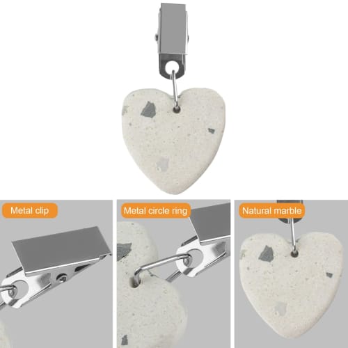Morobor Tablecloth Weight Clips, 6 Heart-Shaped Stone Tablecloth Weights with Metal Clips for Outdoor Picnics and Family Dinner Table Decorations