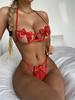 Pink Cut Out Bow Decor Sexy Lingerie for Women Erotic Bra and Panty Set Lace Halter bralette Thong Underwear Erotic Outfits
