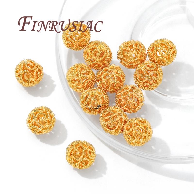8mm 10mm Beads,Separators For Bracelets 18K Gold Plated Spacer Beads,Round Beads,DIY Jewelry Accessories,Necklace Findings