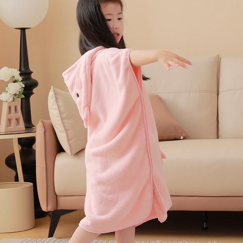 Capybara Coral Fleece Hooded Bathrobe: Absorbent, Quick-Drying, Warm - for Adults & Children