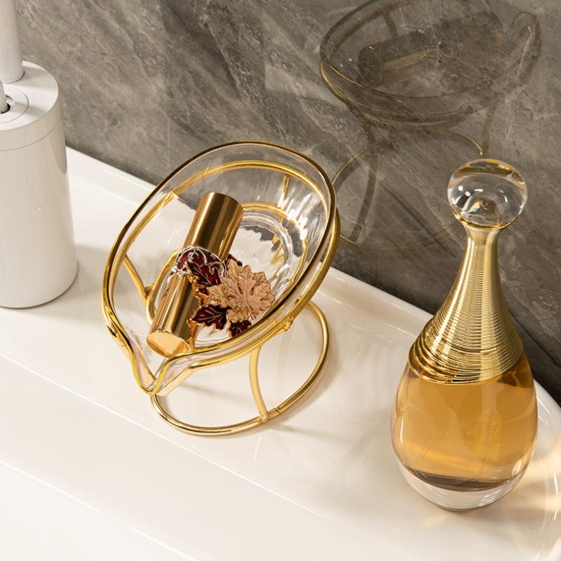 Soap Dish Box Bathroom Shower Soap Holder with Metal Bracket Drain Portable Leaf Shape Toilet Laundry Soap Rack Tray for Basin