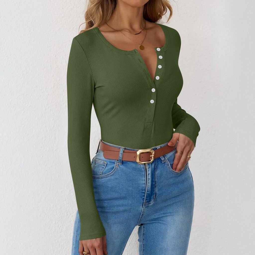 Dámské a zimní tričko se štíhlým dnem Móda Neformální Jednobarevné Pulovr s dlouhým rukávem do U