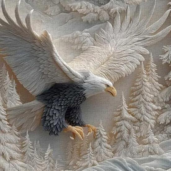 1000Pcs/Set Carved Eagle Jigsaw Puzzle Focus Logic Training Bald Eagle Puzzle Game Educational Difficult Eagle Art Puzzle Toy Home Decoration
