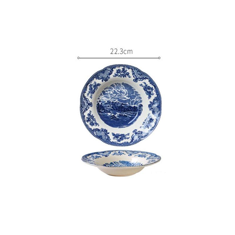 European Ceramic Plate Dining Room Desktop Western Steak Dish Retro Lace Pattern Fruit Salad Plates Home Kitchen Tableware