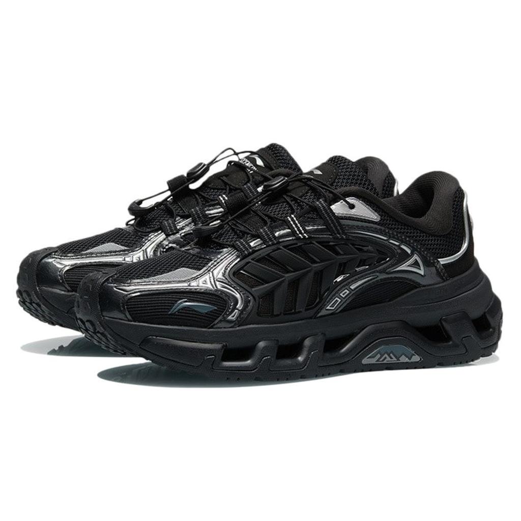 Li Ning Mountain Color Reflective Abrasion Resistant Breathable Low top Running Shoes Women's Black AGLR106-2
