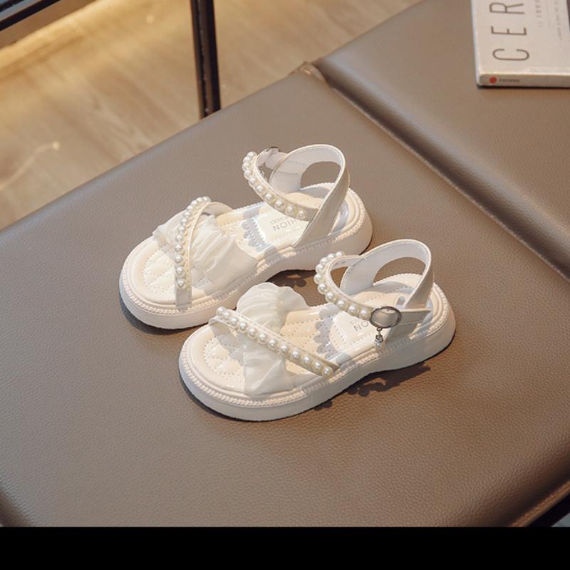 

Детская обувь, сандалии для девочек, летняя мода, туфли-принцессы на плоской подошве с открытым носком, студенческие пляжные туфли для маленьких девочек 30 белый