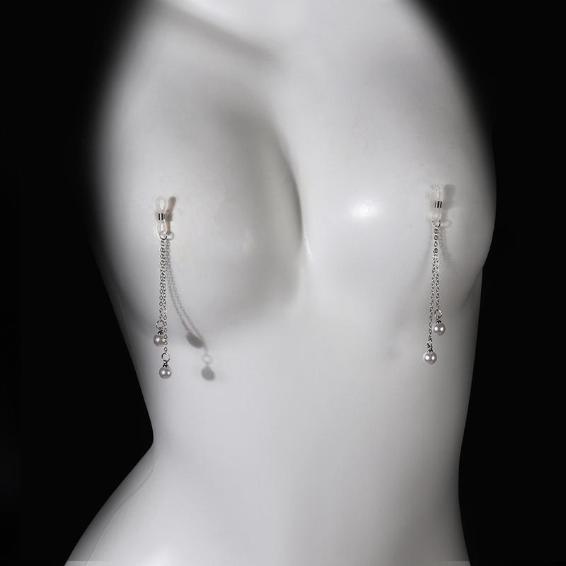 1 Pair Sexy Vintage Pearl Pendant Nipple Clip Chest Chain Suitable For Wearing At Nightclubs Parties And Valentine'S Day