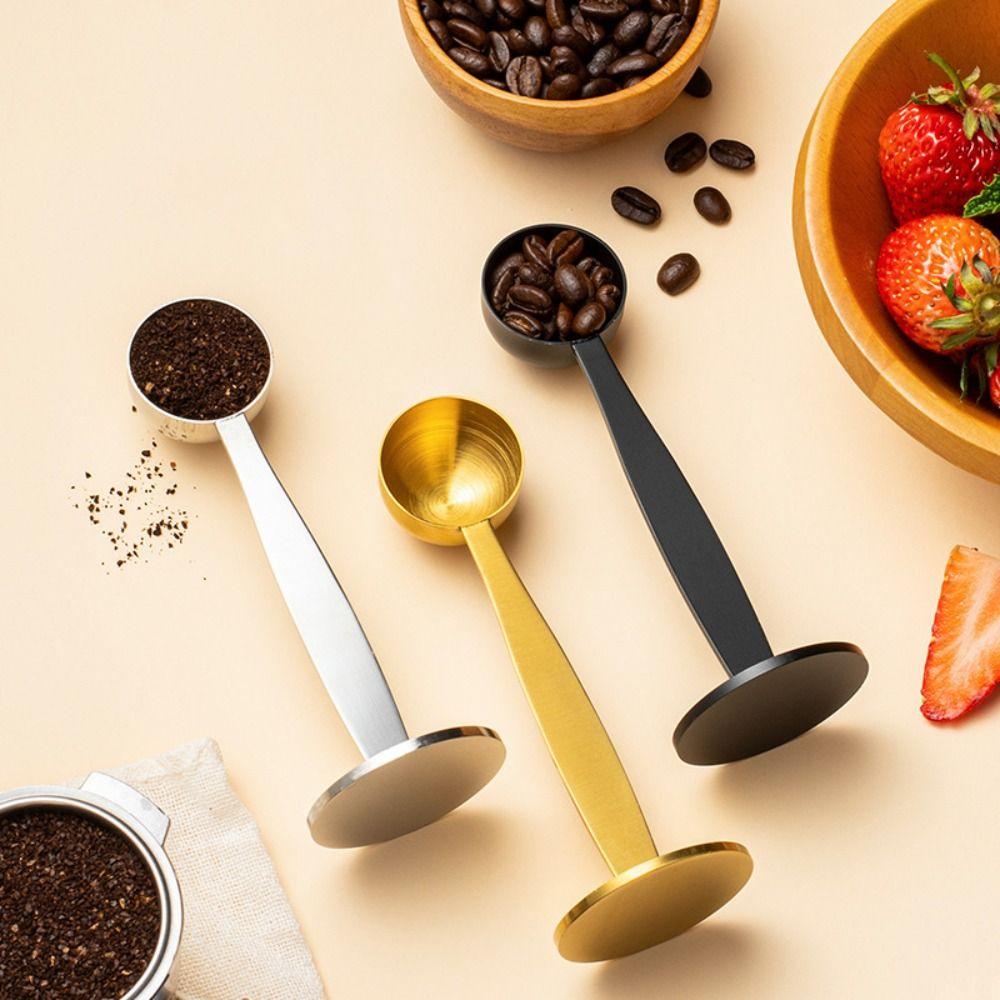 Portable 2-in-1 Measuring Coffee Scoops Stainless Steel Pressed Bottom Coffee Tamper Durable TSP Barista Tool Coffee Bean
