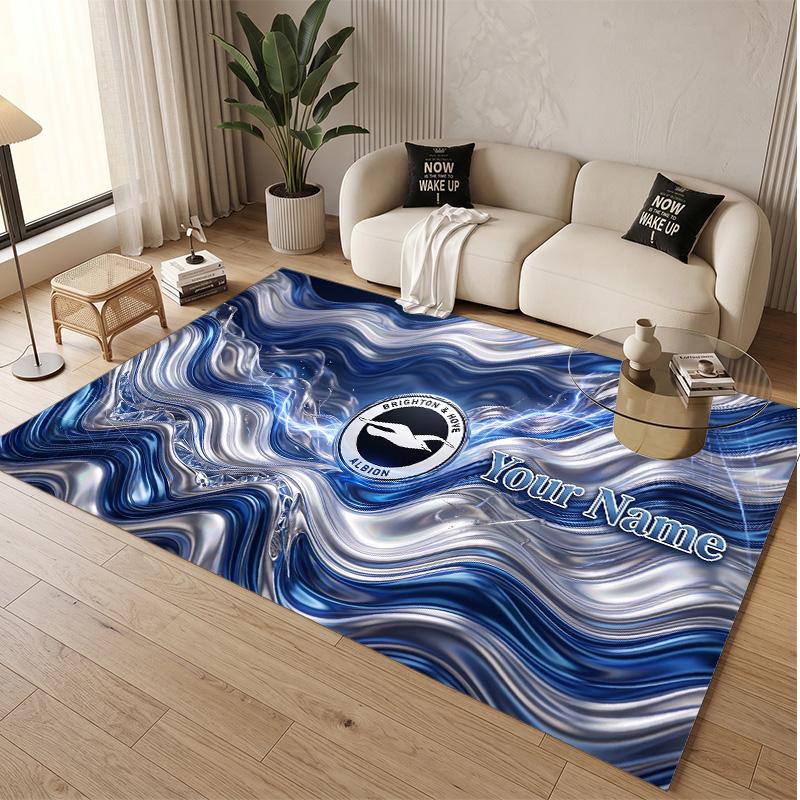 Personalized Crystal Velvet Carpet Brighton & Hove Albion Football Pattern Non Slip Floor Rug