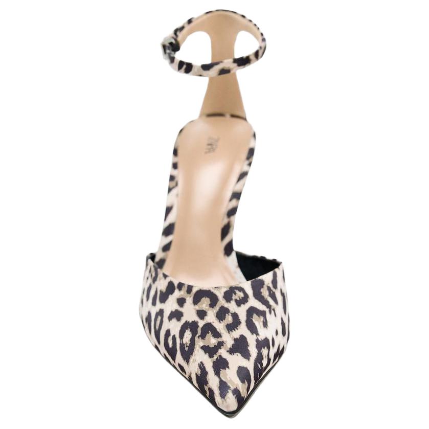Zara Elegant Animal Print Open Back Stiletto Heels 10cm Women Heels Leopard 11209610195