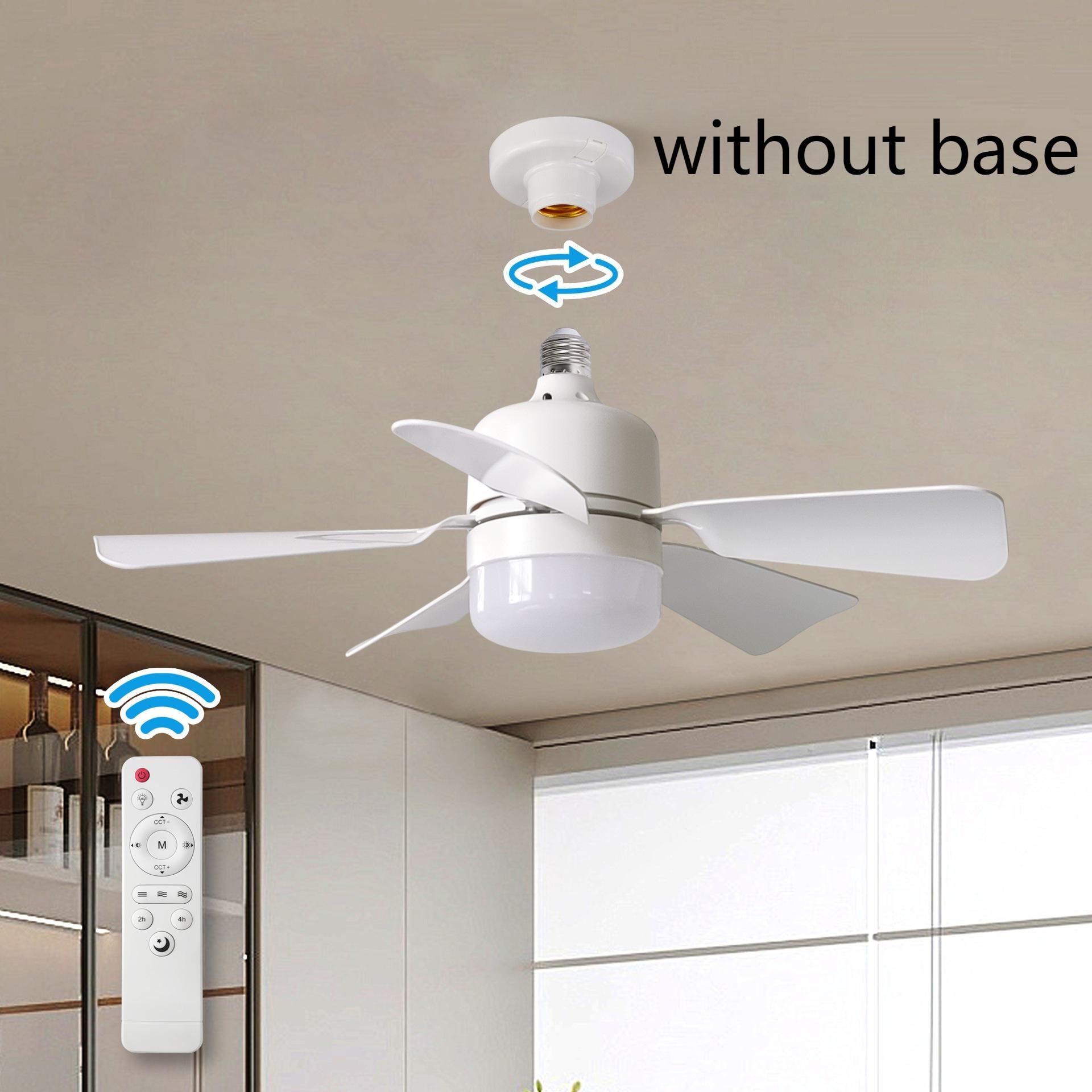 

Smart Ultra-Quiet Adjustable 3-Speed Socket Ceiling Fan Lights with Remote Control for Home Bedroom Living Room Study Cooling 42cm белый