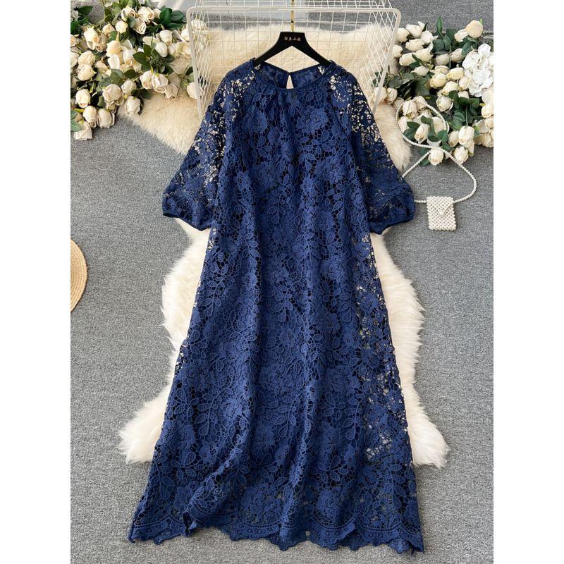 Dress Retro Exquisite Hollow-out Crochet Loose Lace