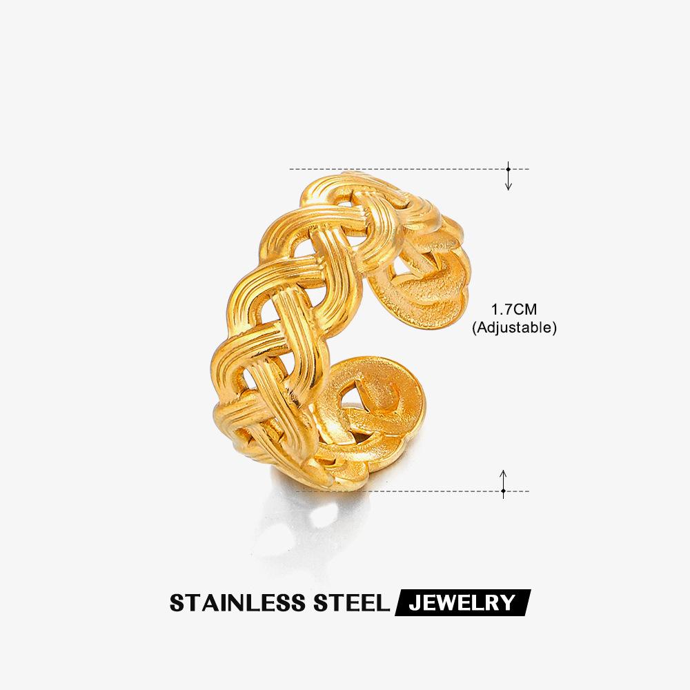 Stainless Steel Geometric Heart Leaves Ring For Women Personality Trendy Open Finger Ring Jewelry All Match