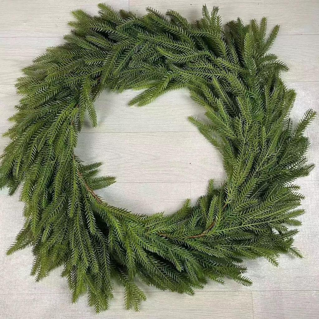 Festive Pine Needle Christmas Wreath: Green Plant Vine Decoration for Wall Hanging
