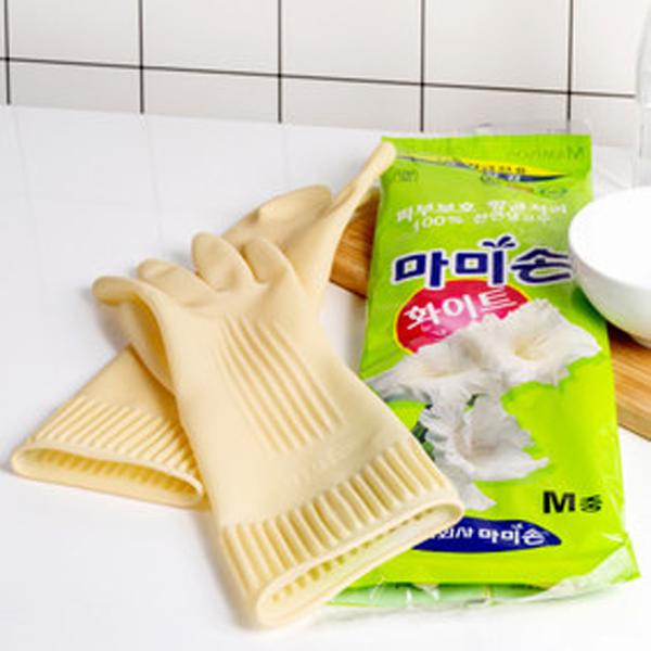 Mamison Lebensmittelechte Küchen-Gummihandschuhe Weiß | Koch-Spül-Haushalts-Handschuhe