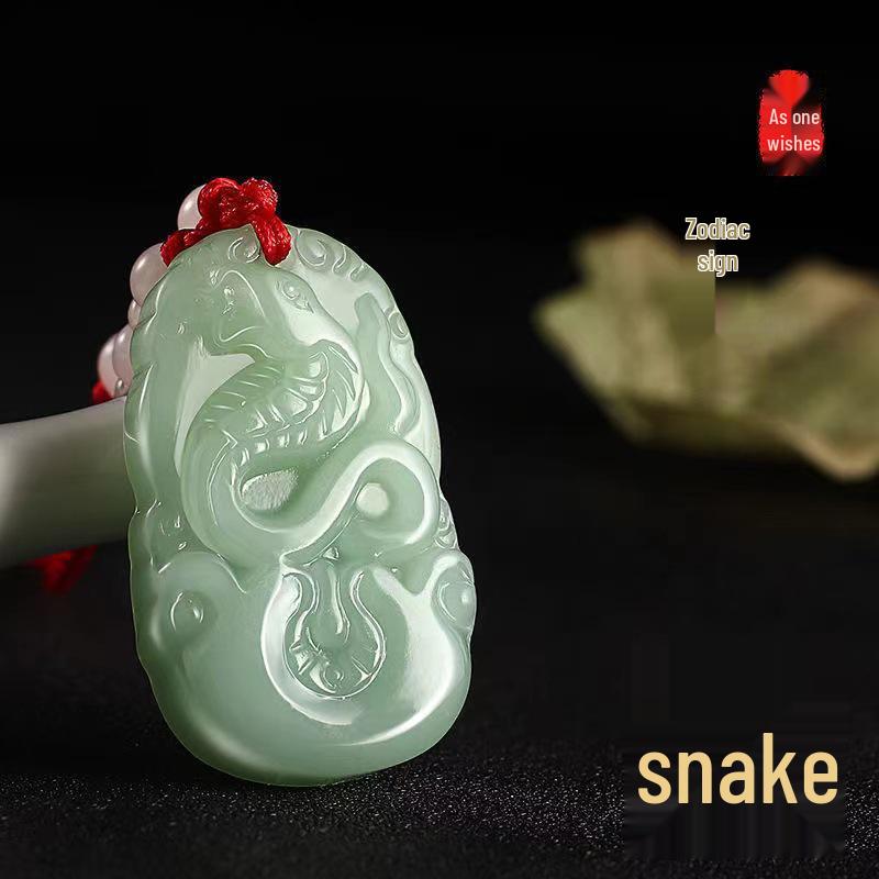 Zodiac Animals Jade Green Pendant Necklace - Protective Charm for Men and Women