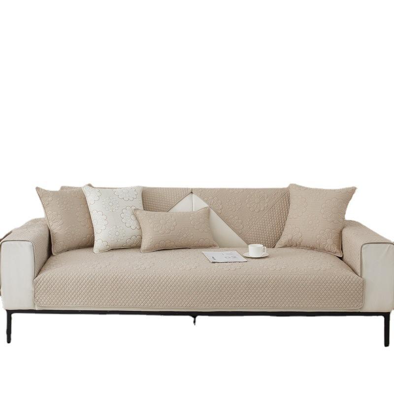 Sofa Cushion, Universal for All Seasons, Cotton Embroidered Flower Cover, Pure Cotton Fabric Sofa Towel, Simple and Modern