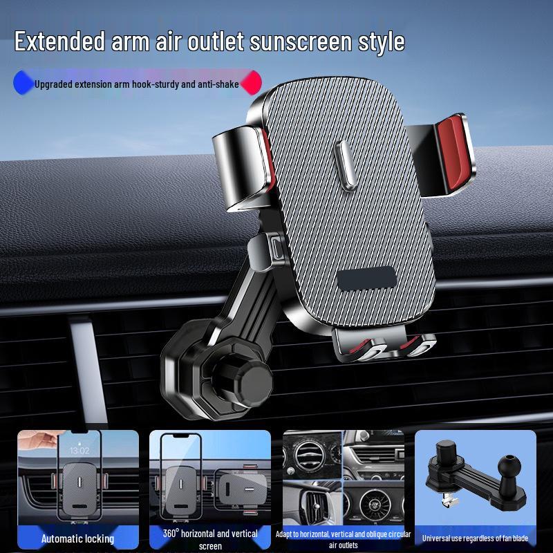 

2026 Universal Car Phone Holder - Air Vent Mount, Anti-slip, Rotatable Navigation Support Stand чёрный