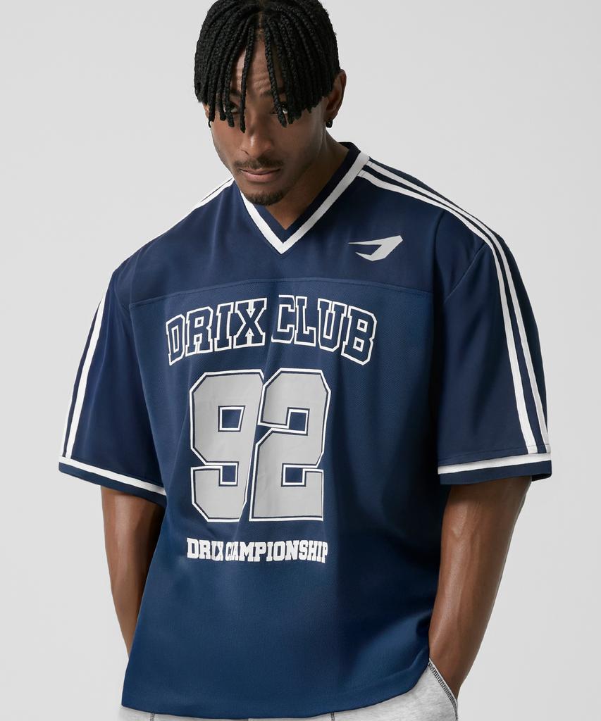 DRIX Rugby Track Oversized Mesh Jersey Half Sleeve_Navy