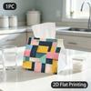 1pc Tissue Box, Modern Abstract Geometric Blocks Vibrant Pattern, 2D Flat Printing, Crafted with Strong Polyester, Easy To Carry, Napkin Box, for Outd