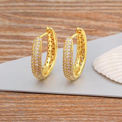 

Nidin Creative U Shape Design 3 Colors Fashion Cubic Zirconia Hoop Earrings Crystal Ear Buckle Jewelry for Valentine s Day Gift золотой