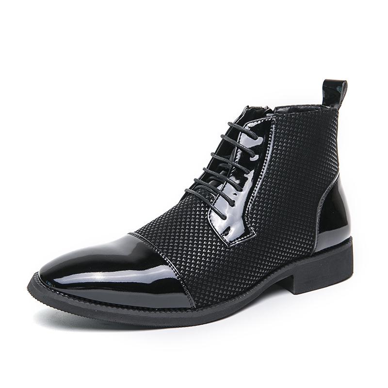 

Men s Plus Size High-Top Leather Boots - Trendy British Style Formal Shoes 38