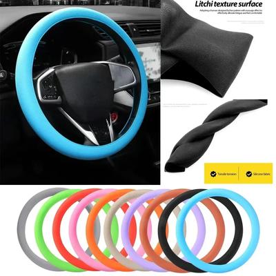 Car Decoration Silicone Steering Wheel Cover Elastic Protetive Cover Multi Color Auto Interior Silica Gel Decoration Covers For