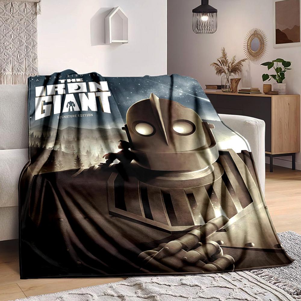 1pc Iron Giant Movie Poster Flannel Throw Blanket - Lightweight Soft Warm All-Season Blanket for Sofa, Bed, Travel, Camping L1029106