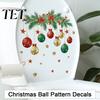 Christmas Theme Decor Sticker Ball Toilet Sticker, Removable Bathroom Wall Decoration Decal, Peel Stick Decal Waterproof Lid for Holiday Party Pattern