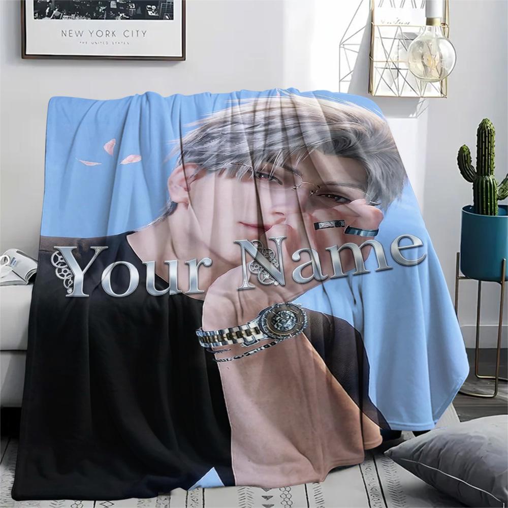 1PC Anime Series Custom Name Patterned Flannel Blanket Suitable For All Seasons For Home Decor Warmth And Comfort Gifts Holiday Present
