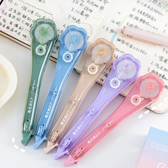 Correction Tape Flower Top Cover Smooth Silent Rollers Large Capacity Correction Tape Student Stationery Correction Tool
