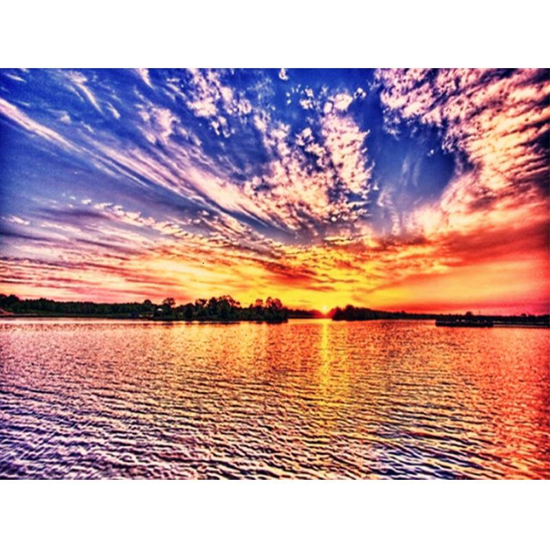 Diamant-Gemälde, 5D-DIY, Meer, voller Bohrer, quadratisch, Diamant-Stickerei, Sonnenuntergang, Bild von Strass-Landschaft, Wanddekoration