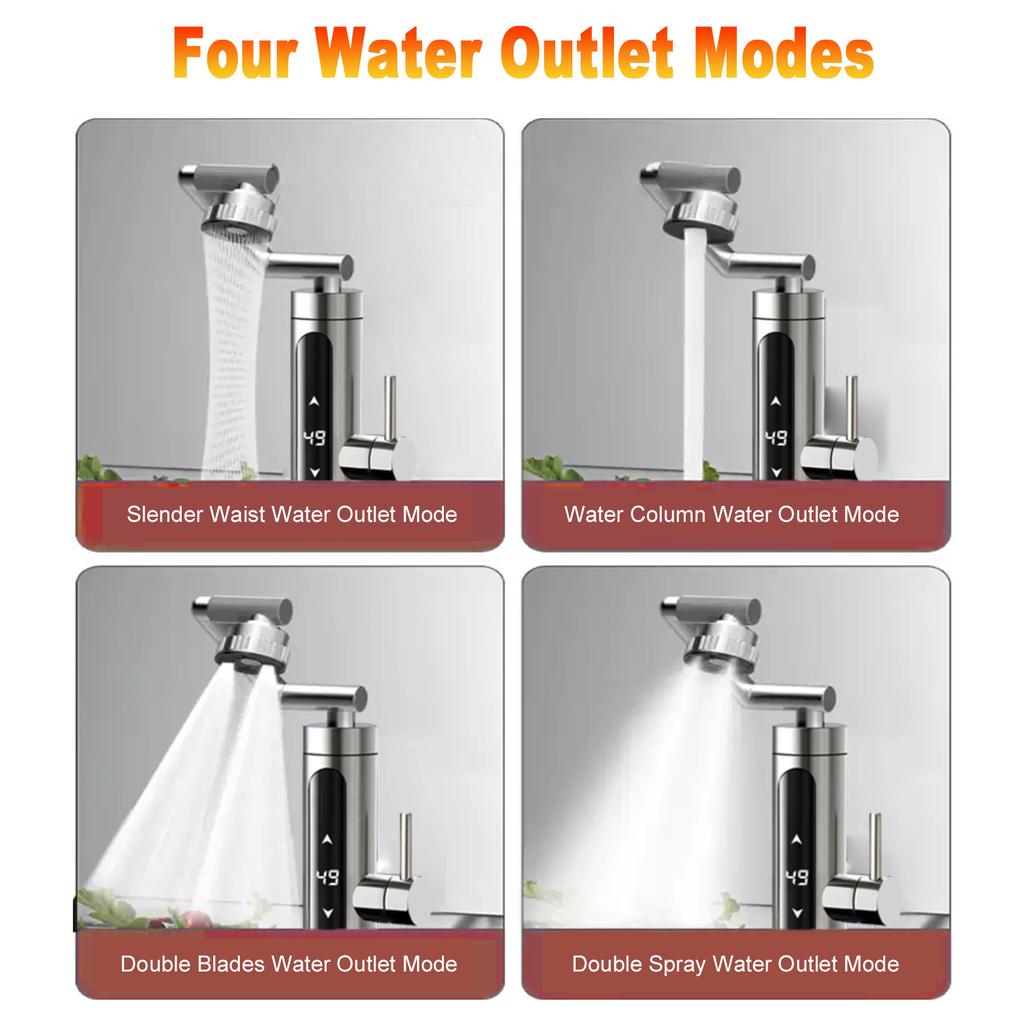 3000W Electric Heating Faucet 220V Tankless Hot Water Heater Faucet with LED Temperature Display