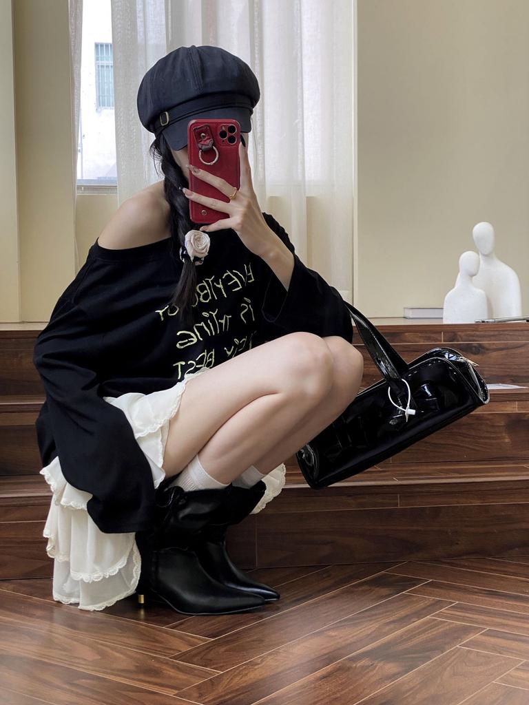 2025 European and American Style Metal Thin Heels Pointed Hand-tied Thin Short Boots