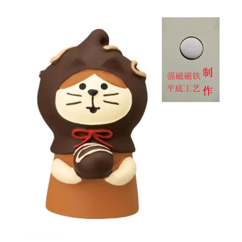 Japanese cat refrigerator sticker, grocery zakka cute bread coffee shop decoration gift miniature resin ornament