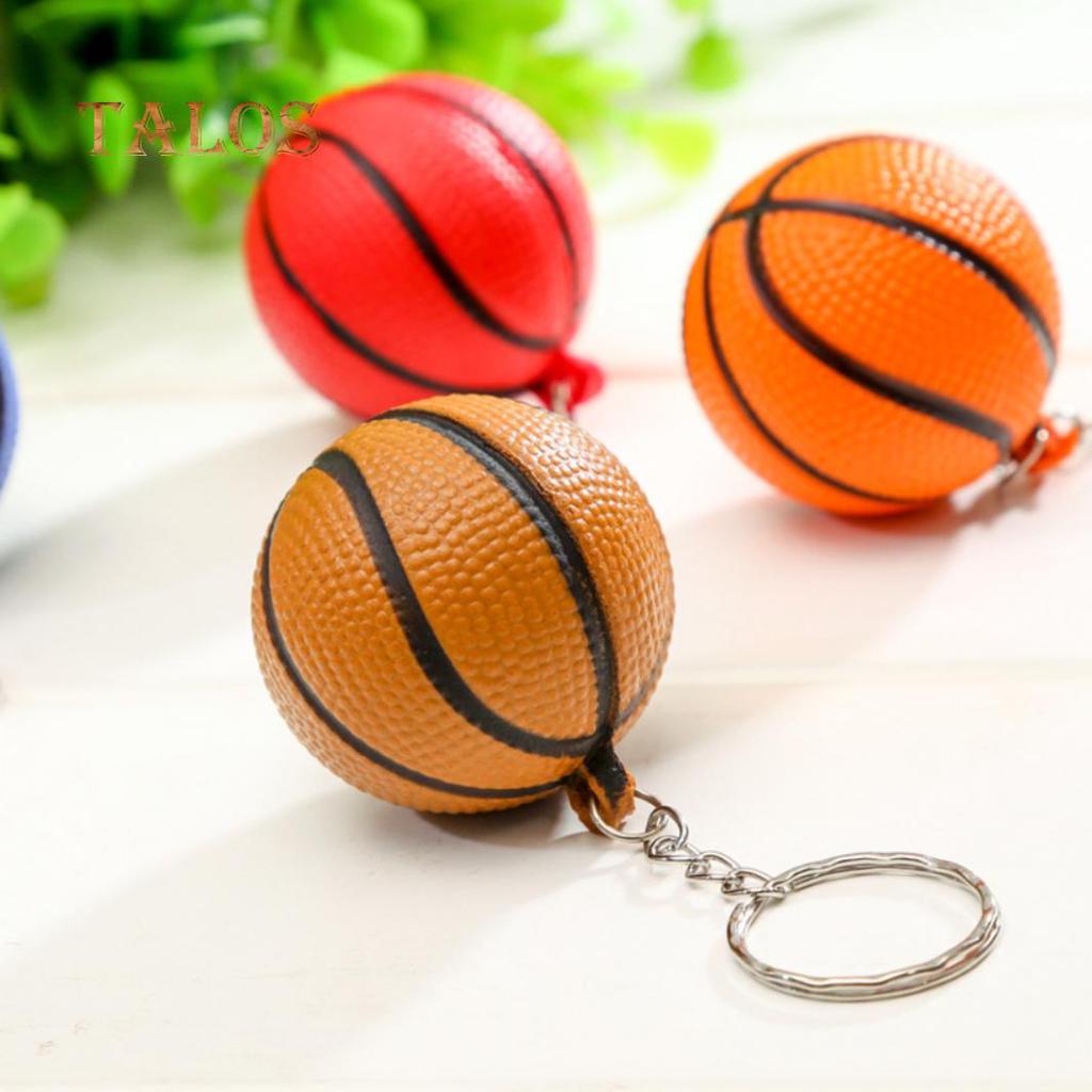 Cute Basketball Shape Sport Stress Ball Link Keychain Key Ring Bag Ornament Suspension Trinket