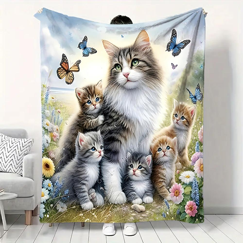 Katzenmalerei Flanelldecke Weiche Warme Überwurfdecke Home Mittagspause Decke für Couch Sofa Büro Bett Reise Mode Geschenk