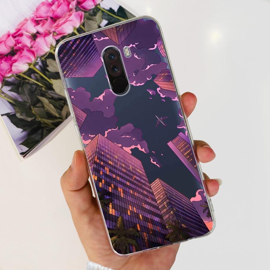 Para Xiaomi Pocophone F1 Funda Poco F1 Moda Flor Cubierta Silicona Suave Delgada Funda de Teléfono Para xiaomi Pocophone F1 Global F 1 Funda