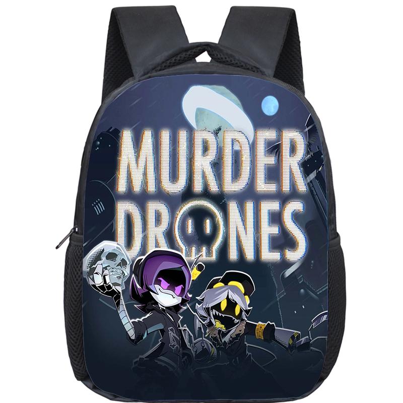 Cartoon Mord Drohnen Rucksack für Jungen Mädchen Uzi und N Aufdruck Schultasche 12 Zoll Kindergarten Kleinkind Schultaschen Kinderrucksack