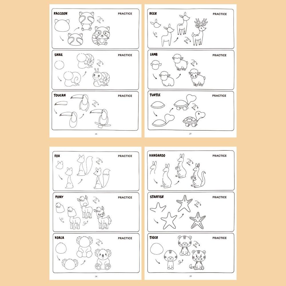 Step-by-Step Guide Animals Drawing Book Figure Templates Painting Book  Kids Activities
