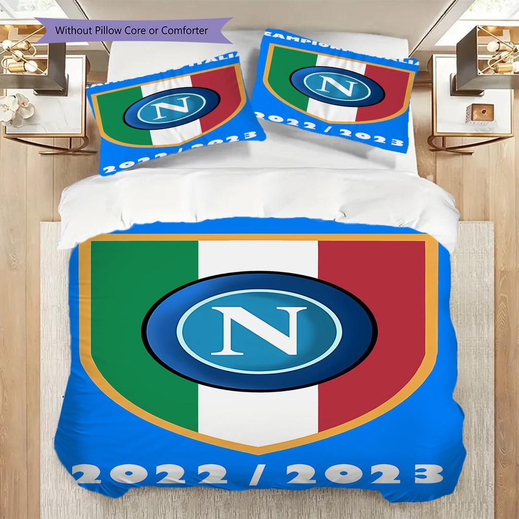 Set Copripiumino Trapuntato con Fantasia SSC Napoli Federa Decorazione per la Casa Regalo di Compleanno (1 * copripiumino + 2 * federa, senza nucleo)