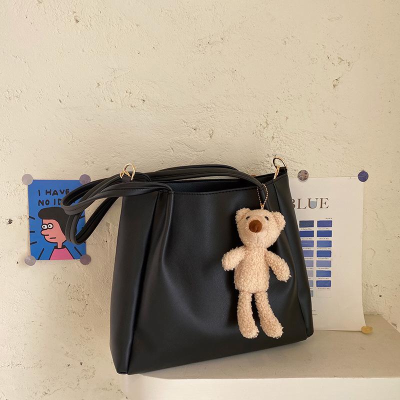 Casual PU Leather Tote Shoulder Bags New In Large-capacity Women's Crossbody Bags Simple Female Handheld Handbags Black Beige