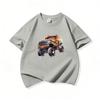 Kids Cotton T Shirt Vintage Watercolor Offroad Truck Print Crew Neck Short Sleeve Tee Casual Breathable Boys Girls Summer Tops