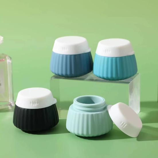 4Pcs 40ML Silicone Travel Bottle with Clear PVC Bag Leak Proof Reusable Facial Cream Lotion Sunscreen Storage Jar Portable