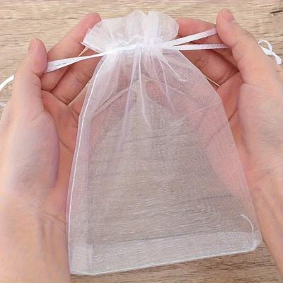 5 Stück Atmungsaktive Mesh-Organza-Beutel Messen, Transparente Kordelzugbeutel Geeignet für Hochzeitsgeschenke, Schmuckverpackung